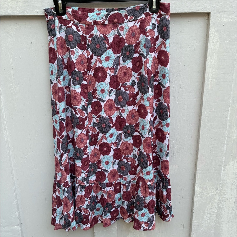 Wilfred Aritzia Size 6 Floral Midi Skirt Chariot A-Line Bottom Ruffle - Picture 4 of 10
